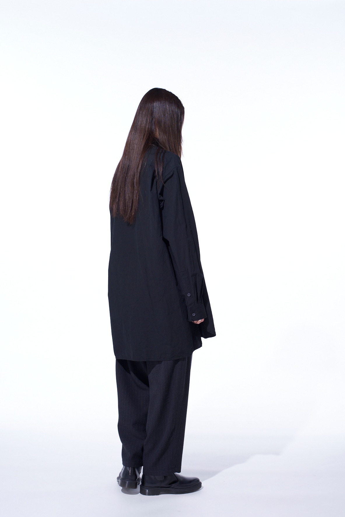 STRIPED SILK ANGORA WOOL TAPERED PANTS