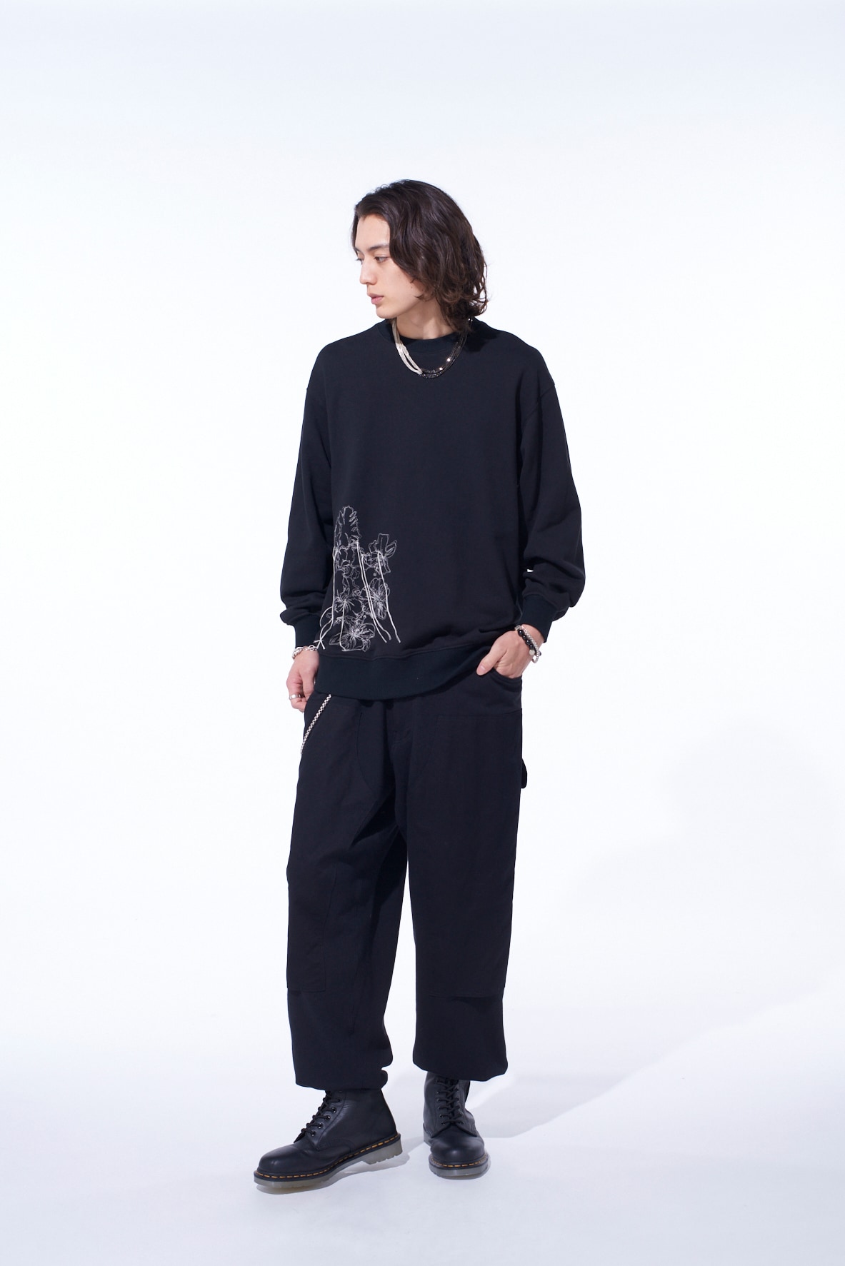 TWILL TERRY MIX DOUBLE-KNEE SWEATPANTS
