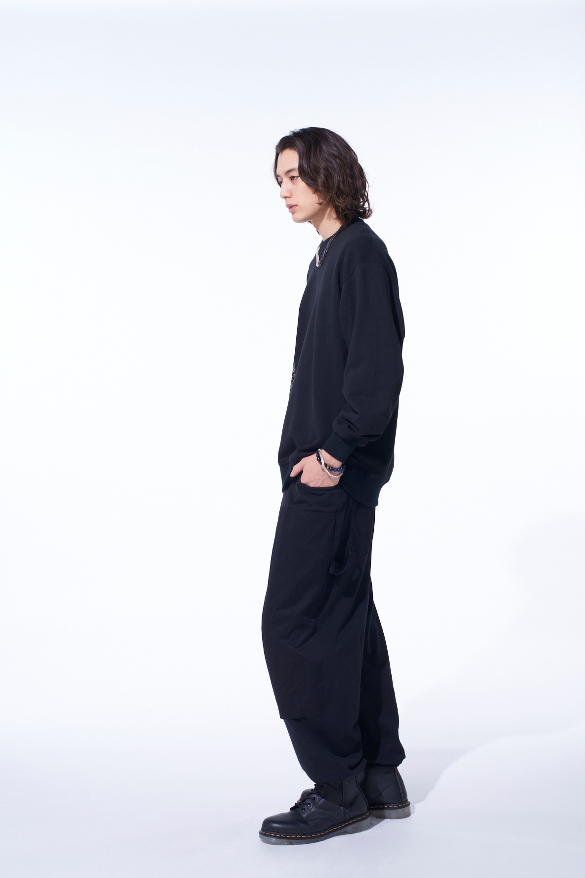 TWILL TERRY MIX DOUBLE-KNEE SWEATPANTS
