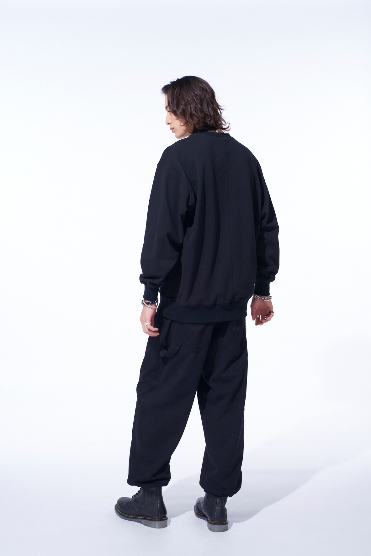 TWILL TERRY MIX DOUBLE-KNEE SWEATPANTS