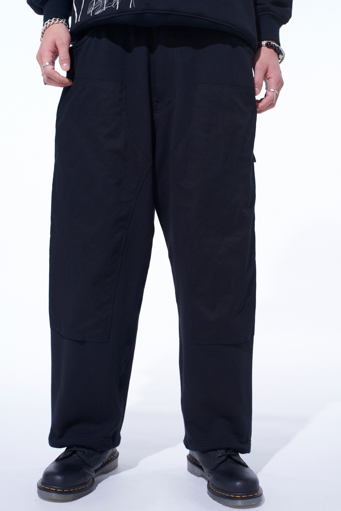 TWILL TERRY MIX DOUBLE-KNEE SWEATPANTS