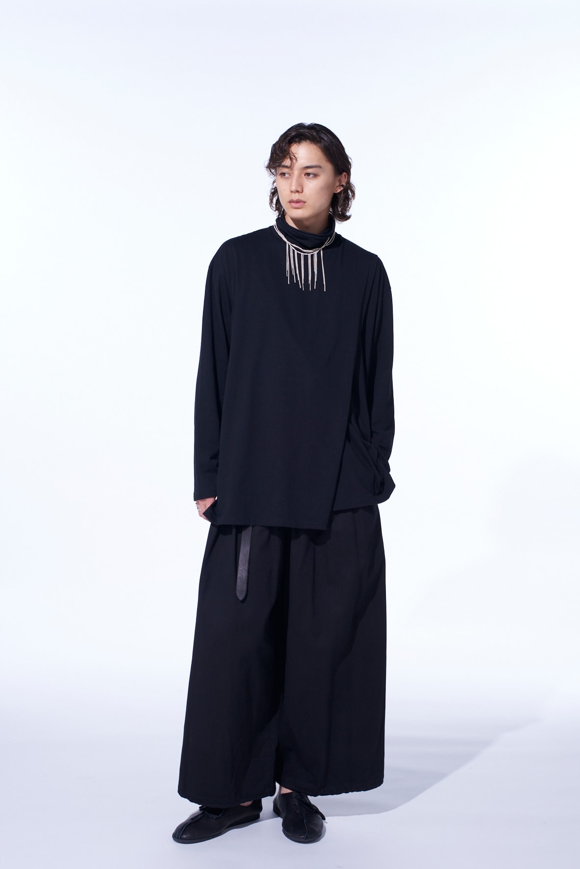 30/COTTON JERSEY LAYERED FRONT TURTLENECK LONG T-SHIRT