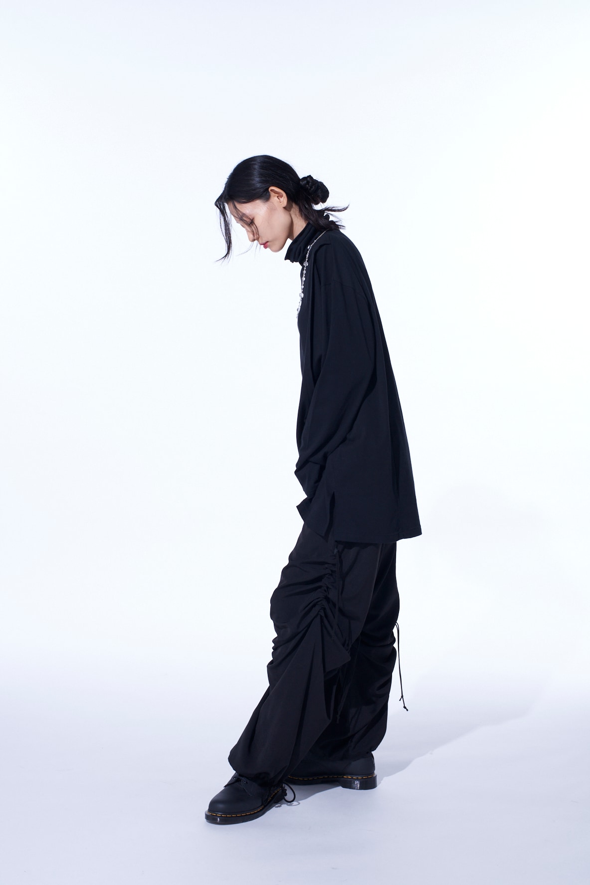 30/COTTON JERSEY LAYERED FRONT TURTLENECK LONG T-SHIRT