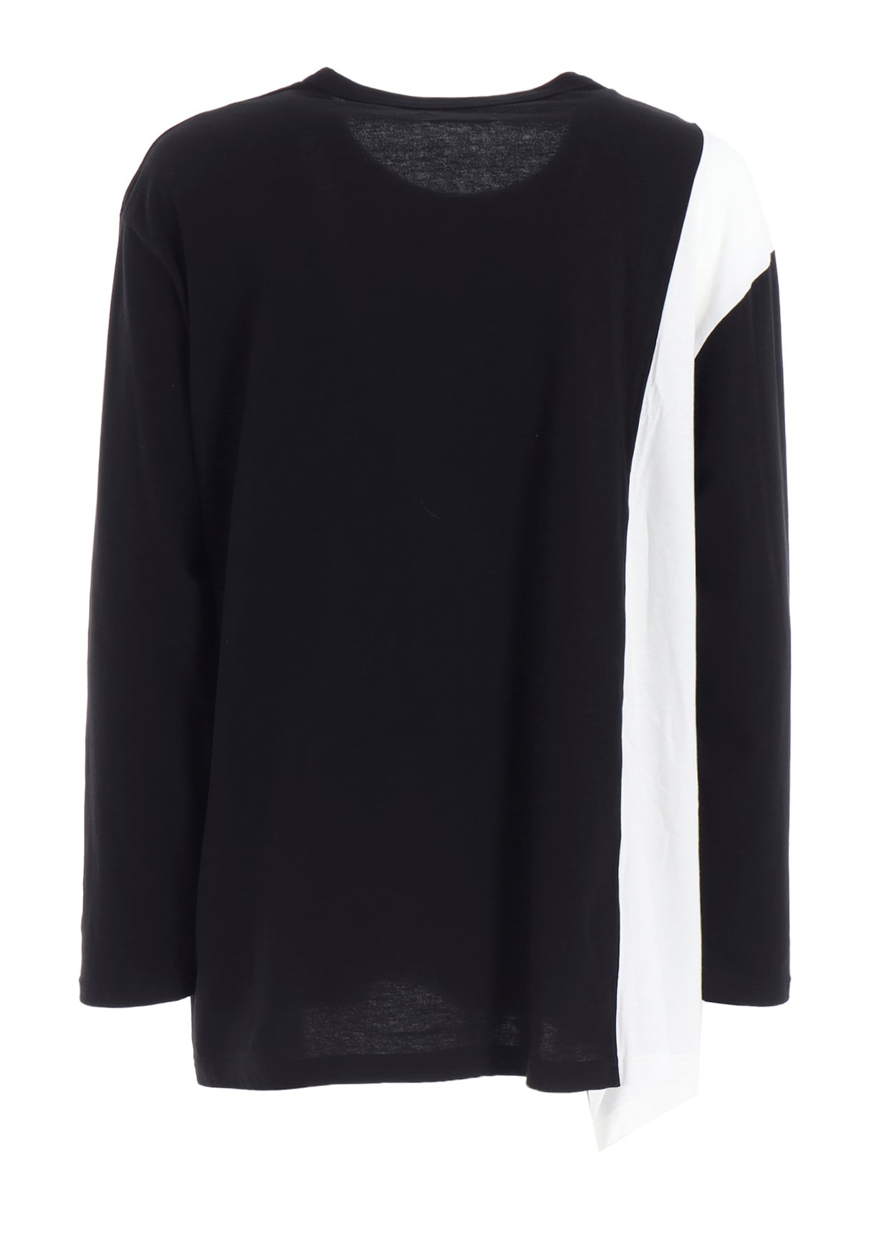 COTTON JERSEY FABRIC SWITCH L/S DRAPED T-SHIRT