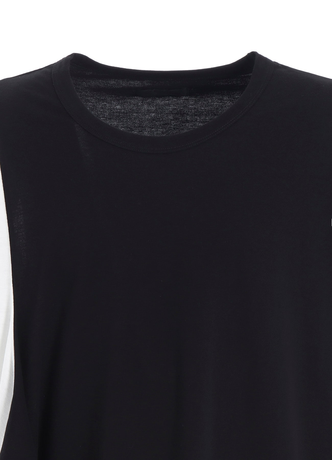 COTTON JERSEY FABRIC SWITCH L/S DRAPED T-SHIRT