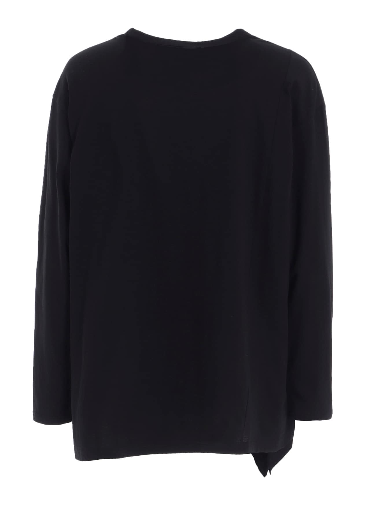 COTTON JERSEY FABRIC SWITCH L/S DRAPED T-SHIRT