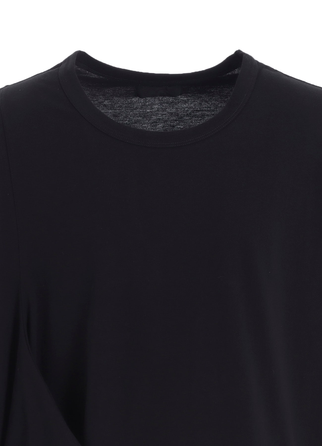 COTTON JERSEY FABRIC SWITCH L/S DRAPED T-SHIRT