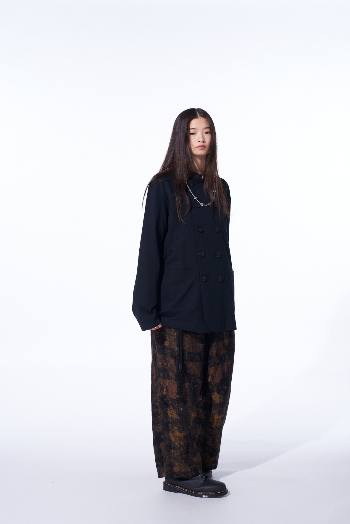 COTTON JERSEY STAND COLLAR DOUBLE JACKET