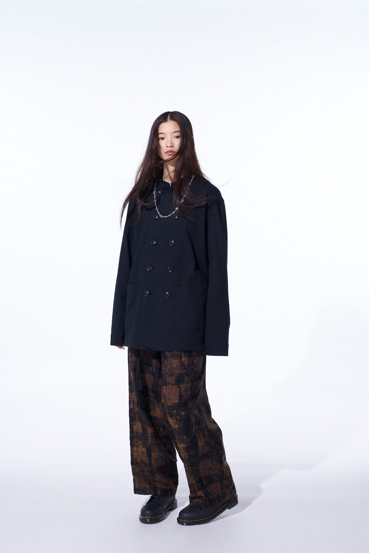 COTTON JERSEY STAND COLLAR DOUBLE JACKET
