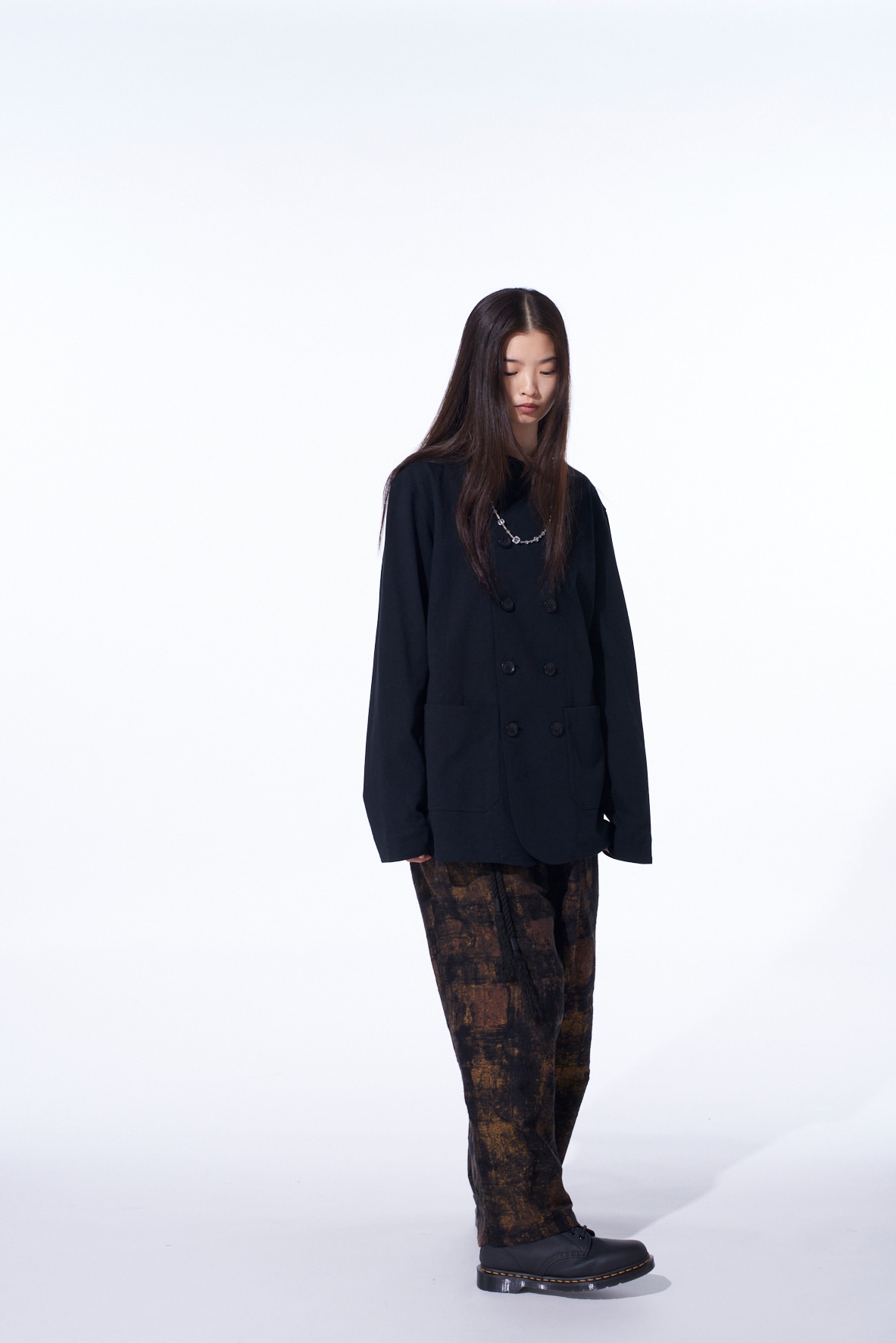 COTTON JERSEY STAND COLLAR DOUBLE JACKET
