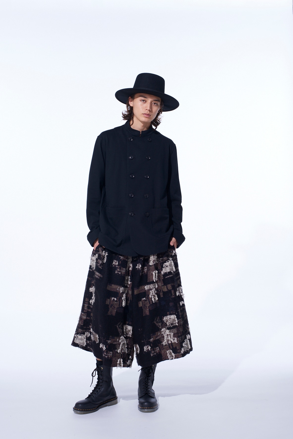 COTTON JERSEY STAND COLLAR DOUBLE JACKET