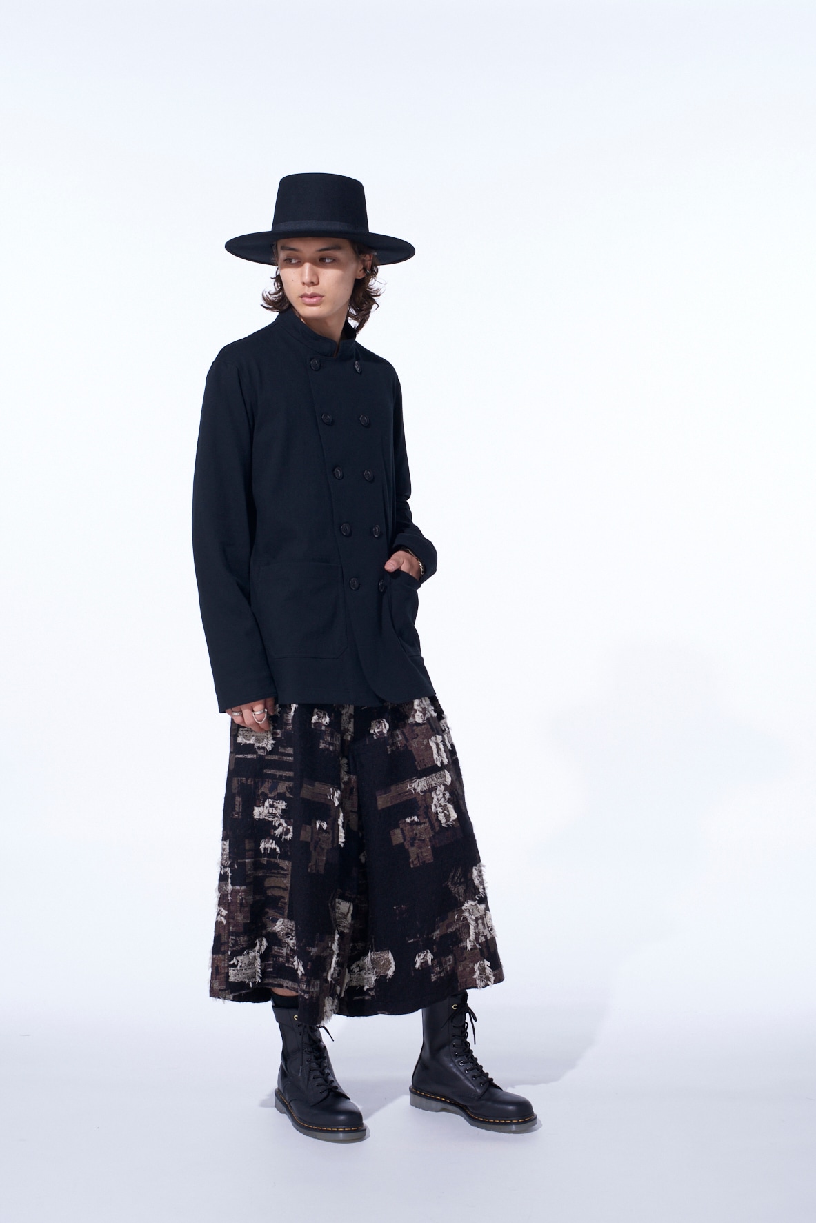 COTTON JERSEY STAND COLLAR DOUBLE JACKET