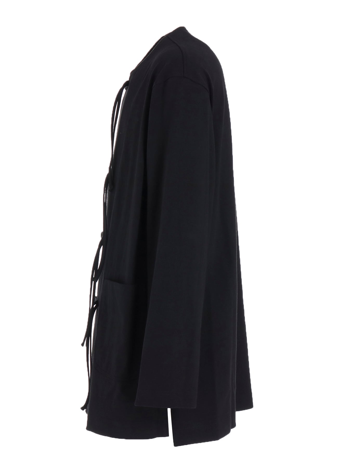 COTTON JERSEY NO-COLLAR LOOP CARDIGAN