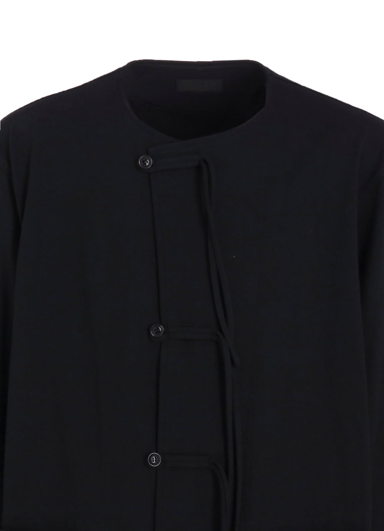 COTTON JERSEY NO-COLLAR LOOP CARDIGAN