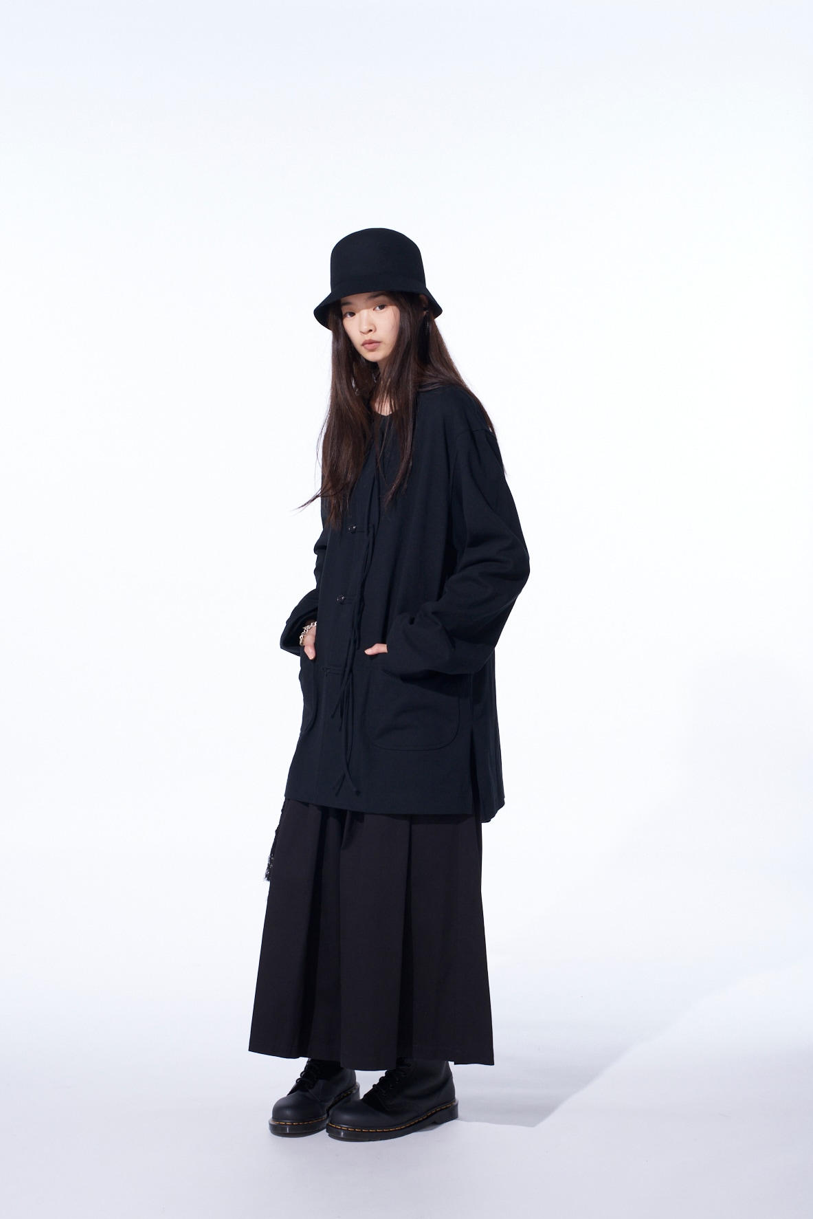 COTTON JERSEY NO-COLLAR LOOP CARDIGAN