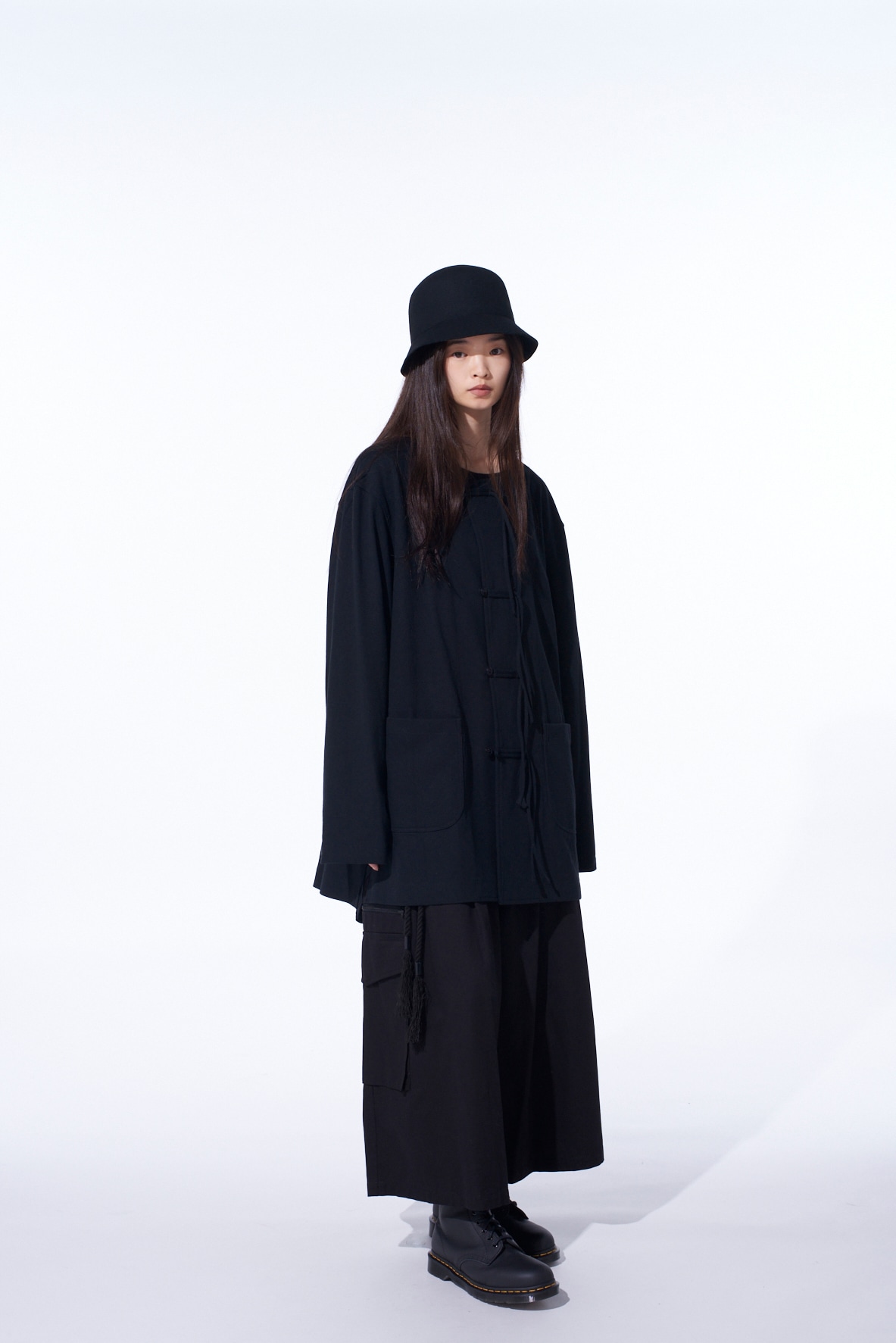 COTTON JERSEY NO-COLLAR LOOP CARDIGAN