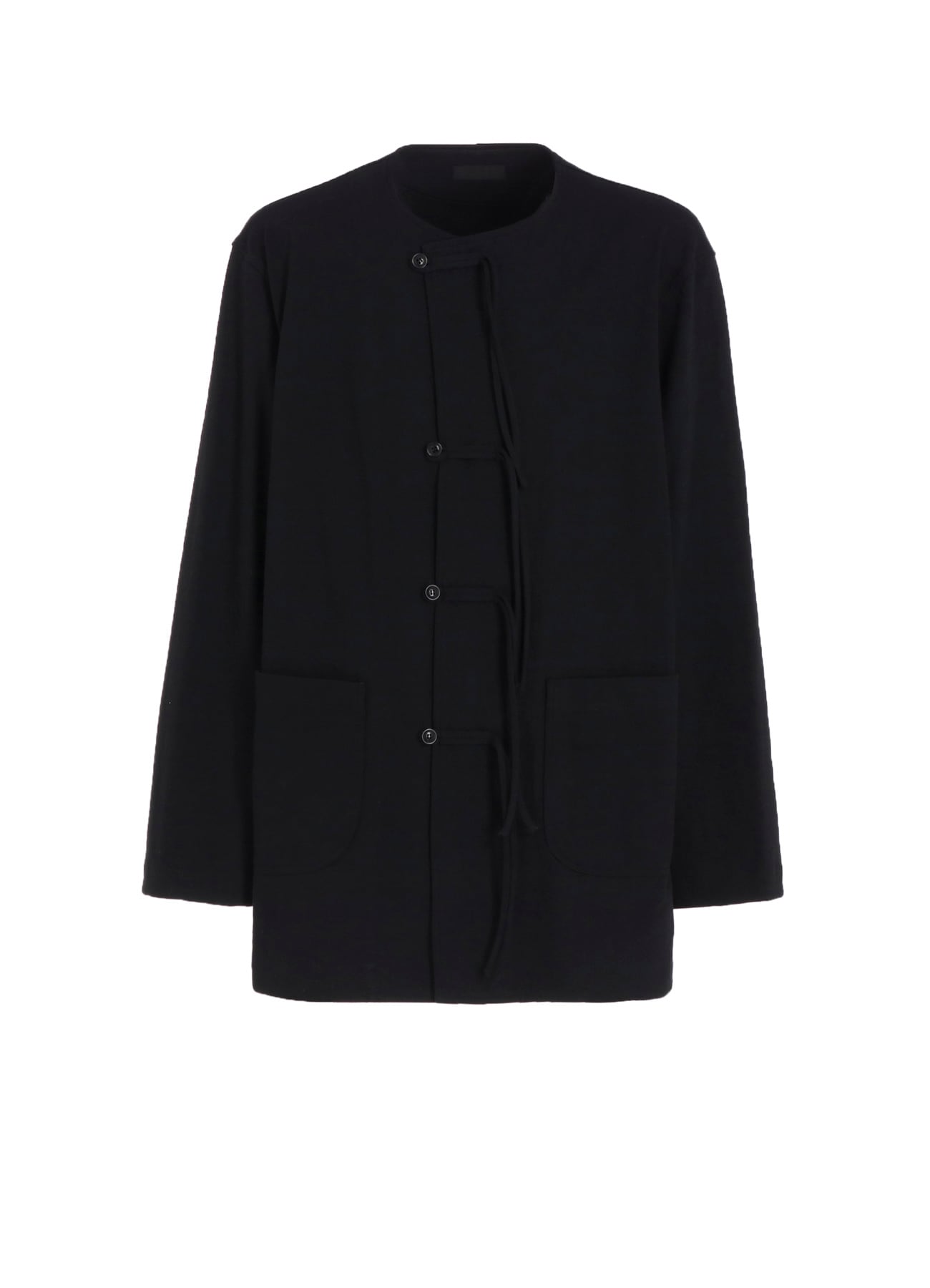 COTTON JERSEY NO-COLLAR LOOP CARDIGAN