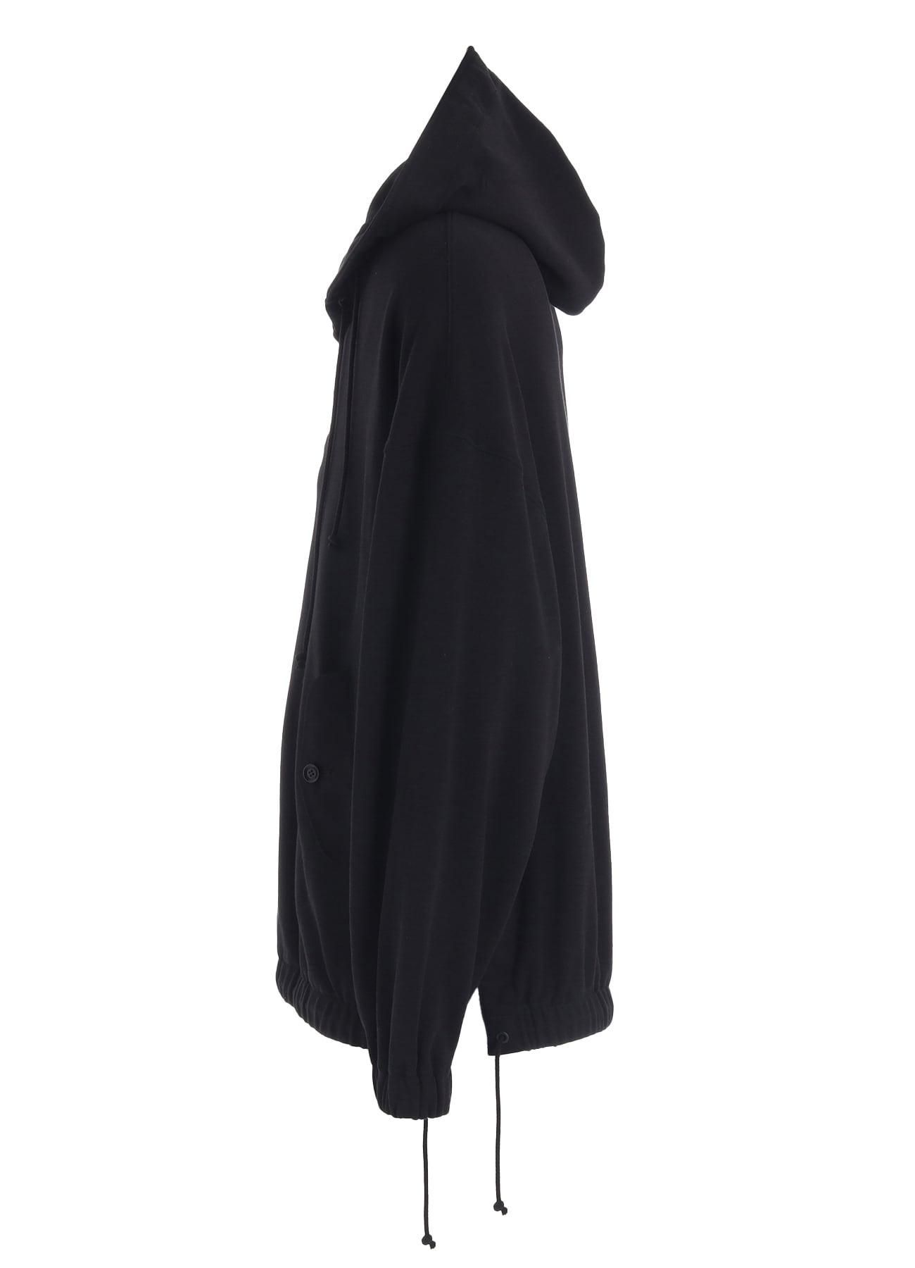 TWILL TERRY MIX OVERSIZED LACE-UP HOODIE