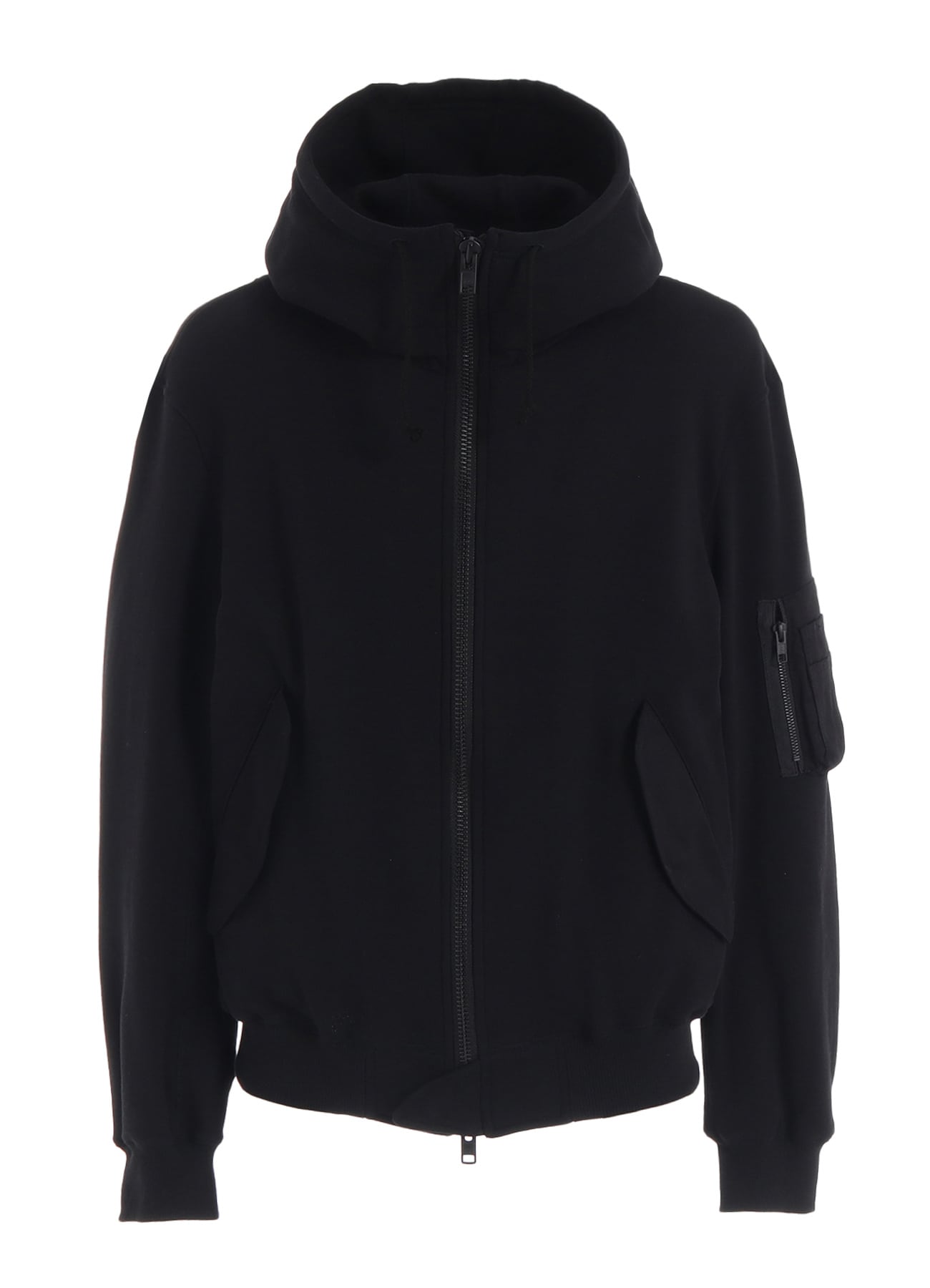 TWILL TERRY MIX ZIP-UP HOODIE WITH UTILITY SLEEVE POCKET