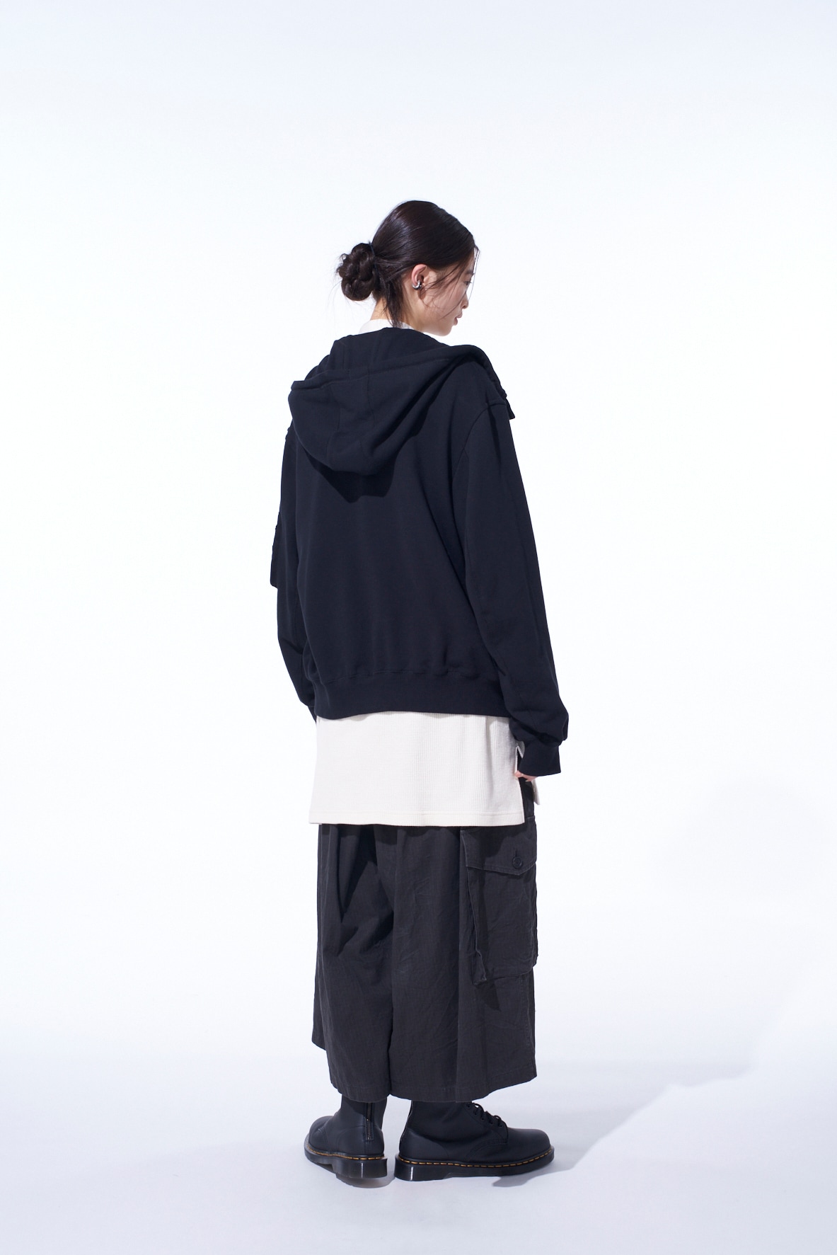 TWILL TERRY MIX ZIP-UP HOODIE WITH UTILITY SLEEVE POCKET