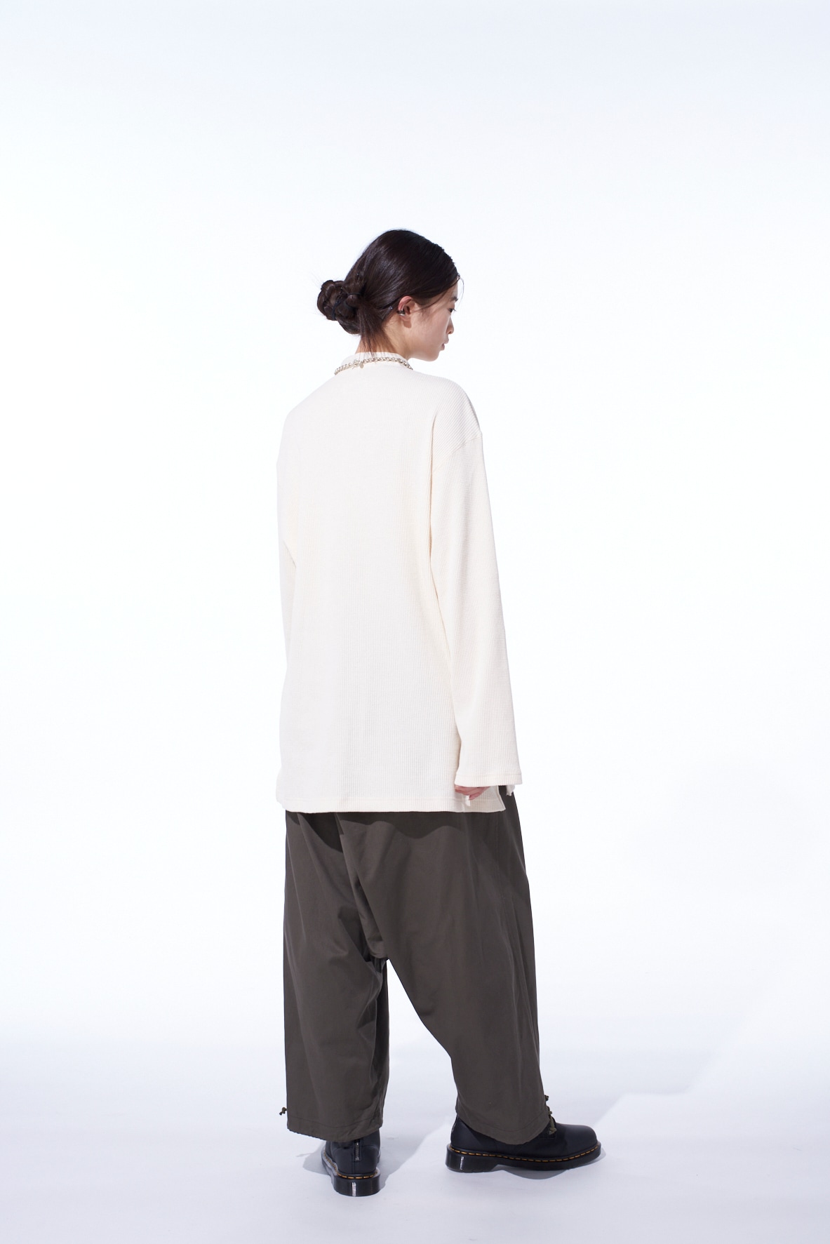 16/THERMAL WAFFLE COMBINATON STAND COLLAR T-SHIRT