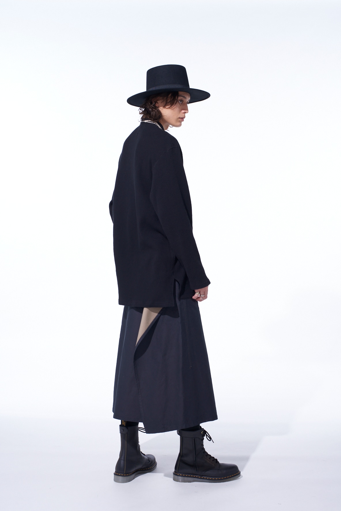 16/THERMAL WAFFLE COMBINATON STAND COLLAR T-SHIRT