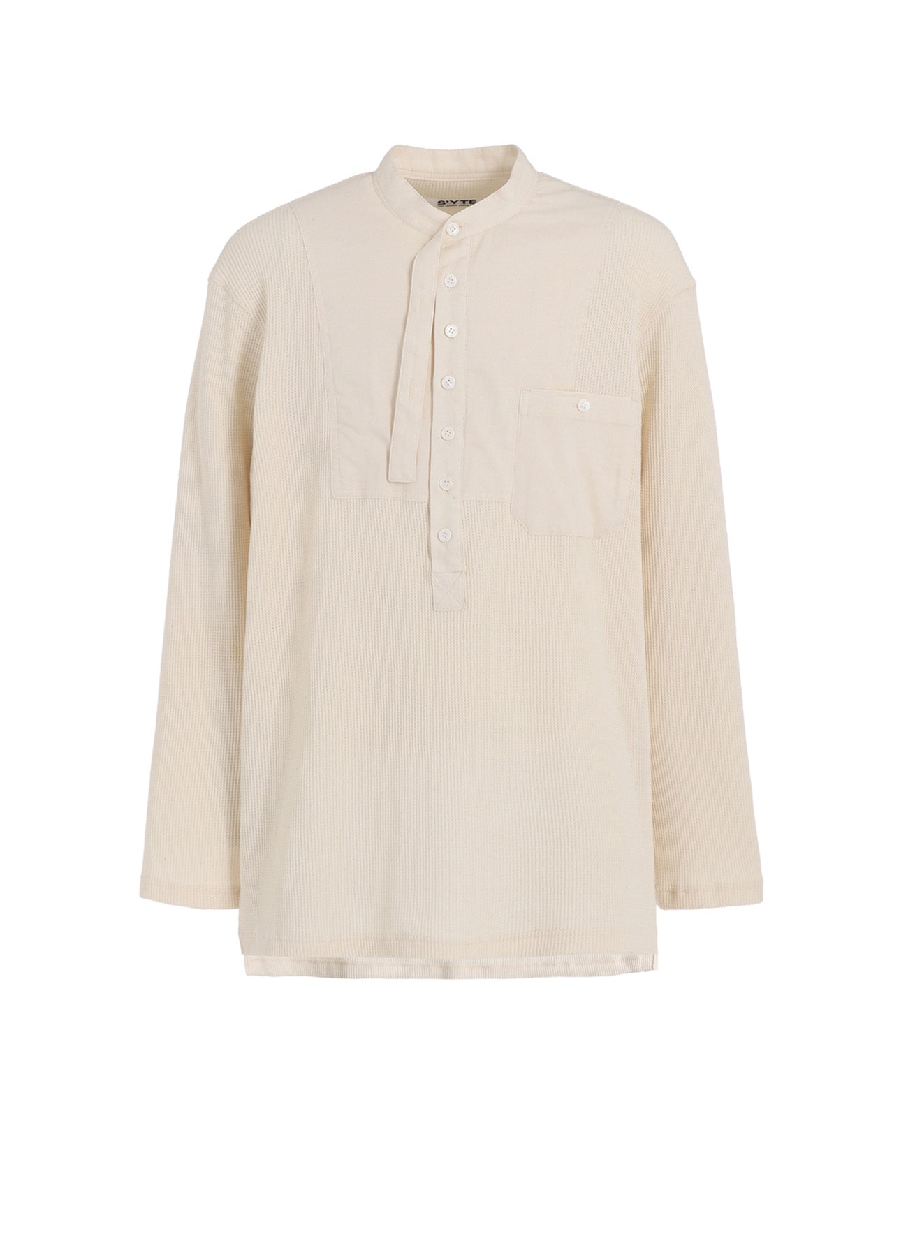 16/THERMAL WAFFLE COMBINATON STAND COLLAR T-SHIRT