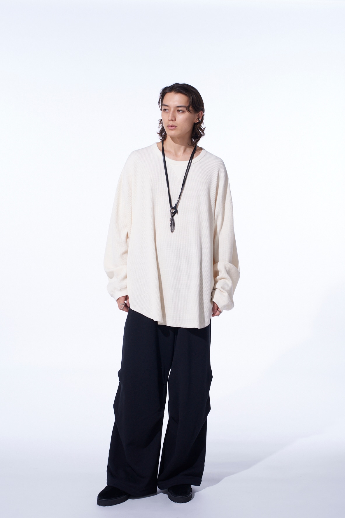 16/THERMAL WAFFLE GUSSET OVERSIZED T-SHIRT