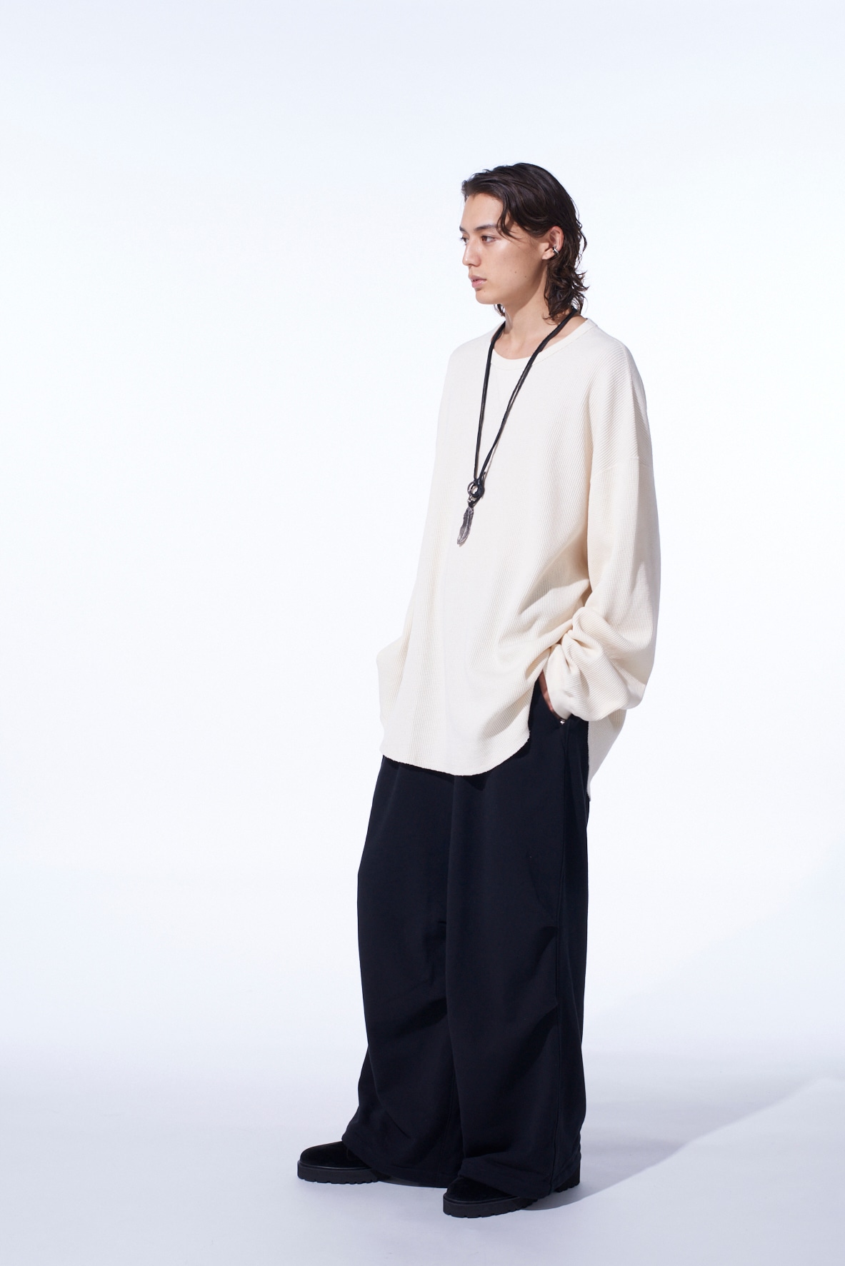 16/THERMAL WAFFLE GUSSET OVERSIZED T-SHIRT