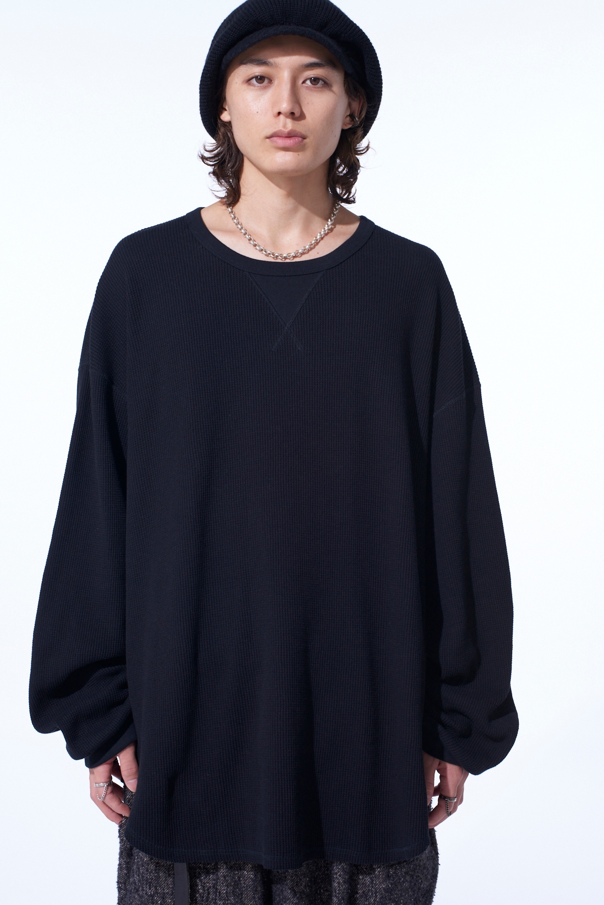 16/THERMAL WAFFLE GUSSET OVERSIZED T-SHIRT