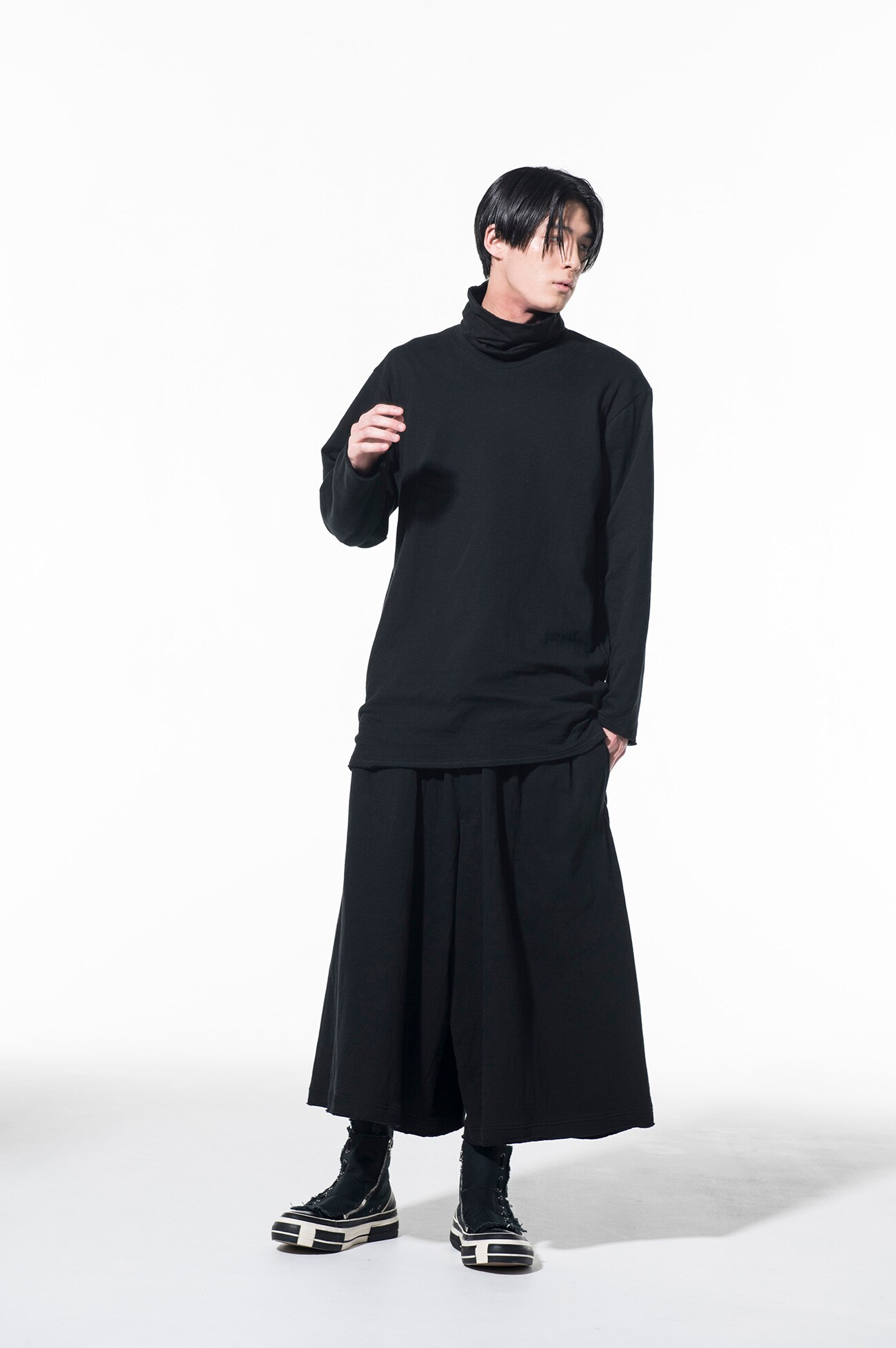 Cotton Jersey Double Grafting Turtleneck