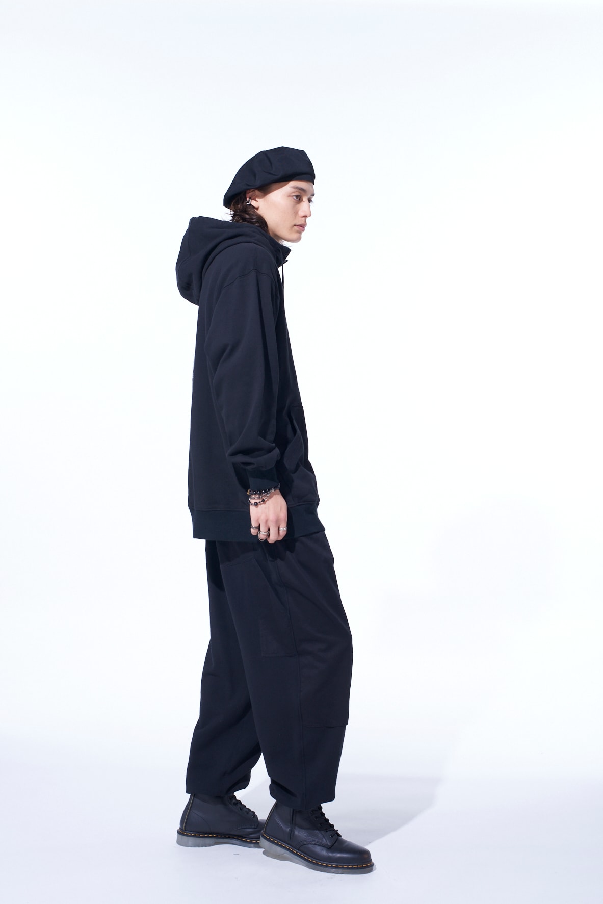 FRENCH TERRY FLOWER EMBROIDERY ZIP-UP HOODIE