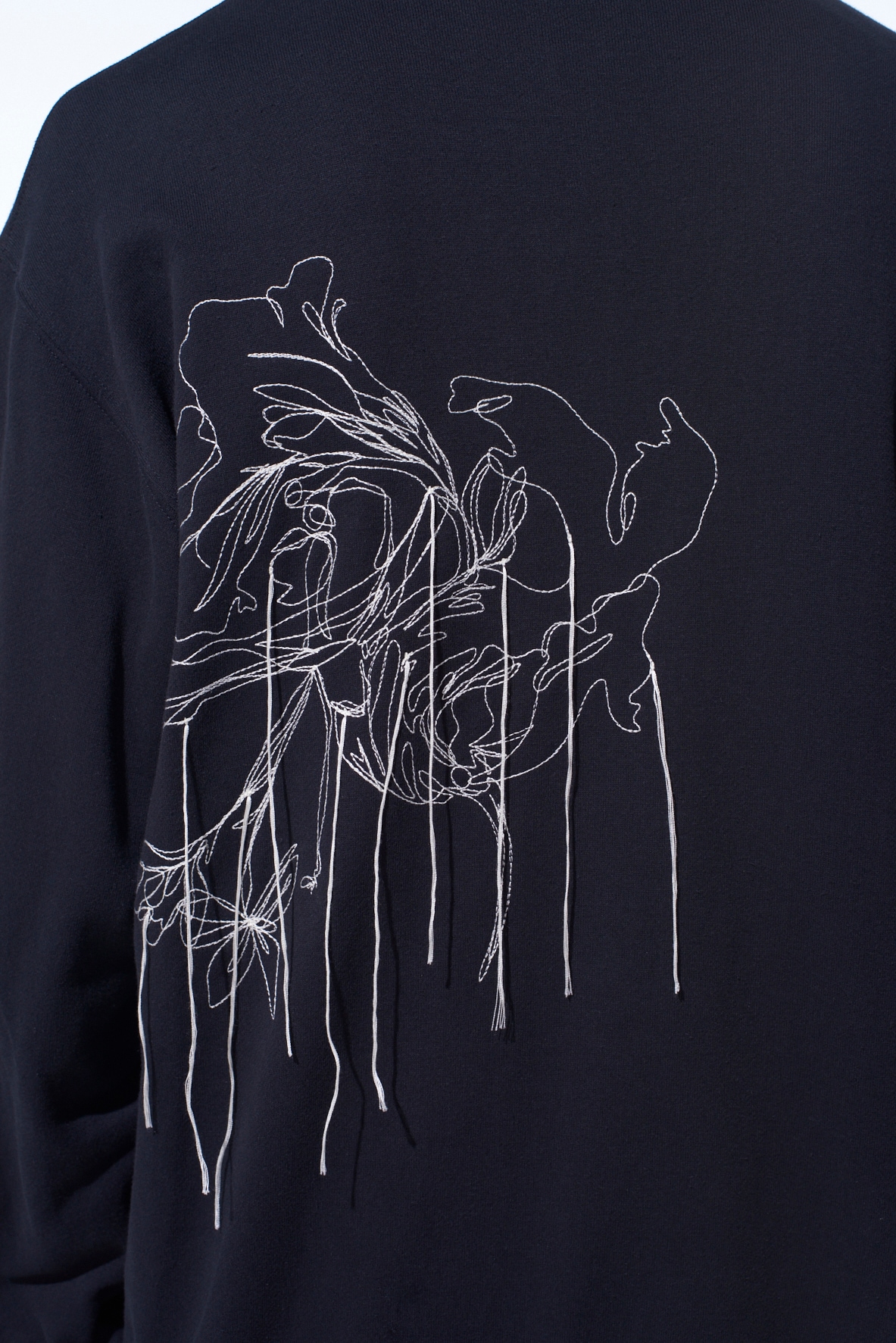 FRENCH TERRY FLOWER EMBROIDERY ZIP-UP HOODIE