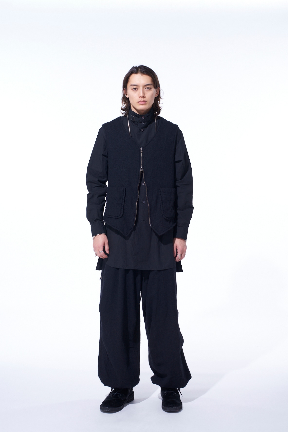 WOOL GAUZE ZIP UP VEST