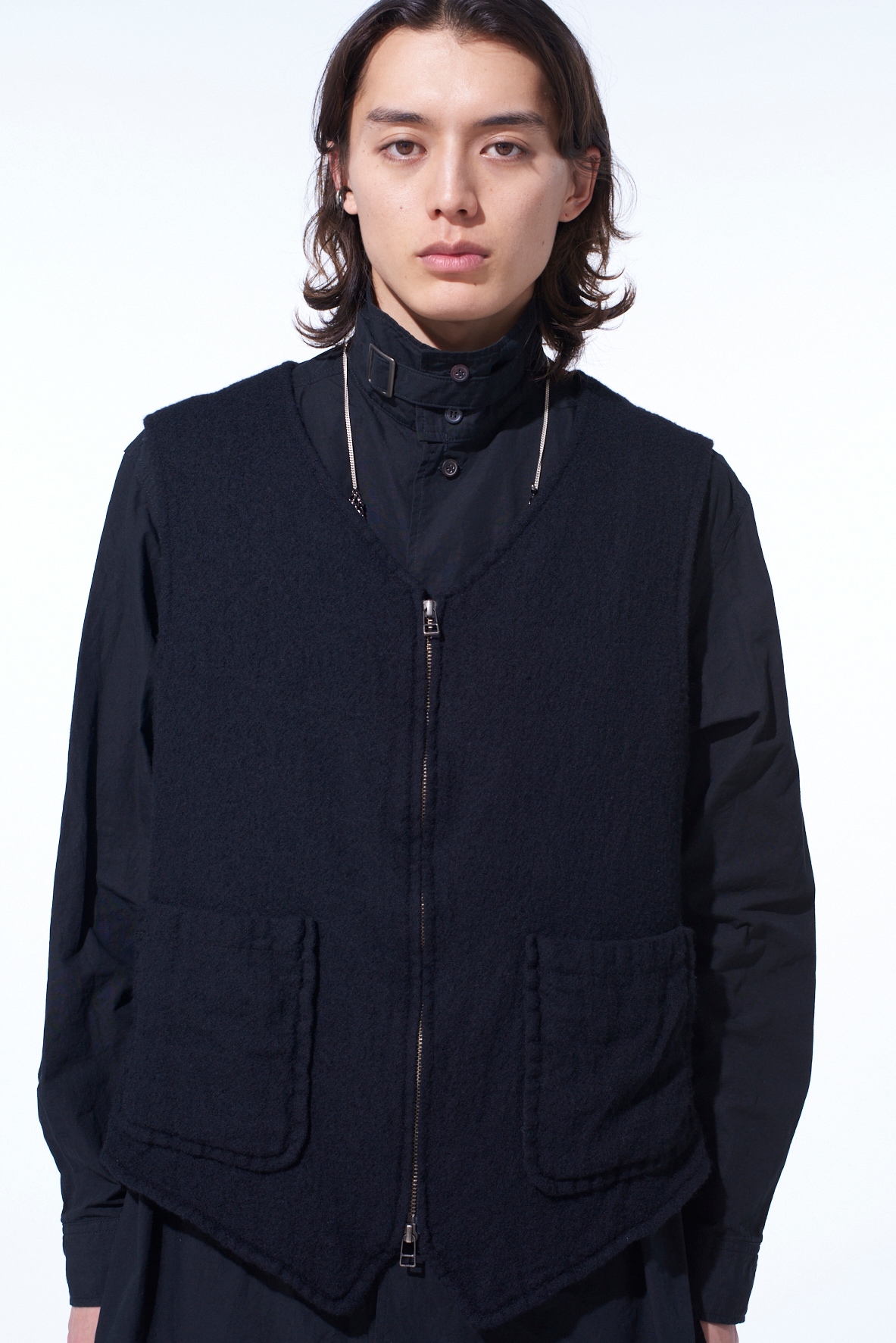 WOOL GAUZE ZIP UP VEST