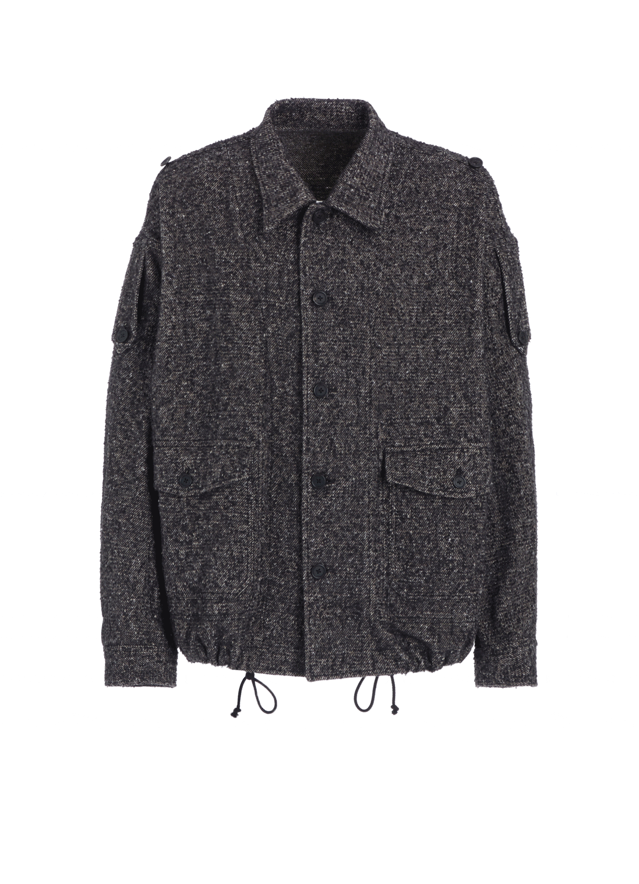 BRUSHED TWILL NEEDLE PUNCH EPAULETTE OVERSIZED BLOUSON