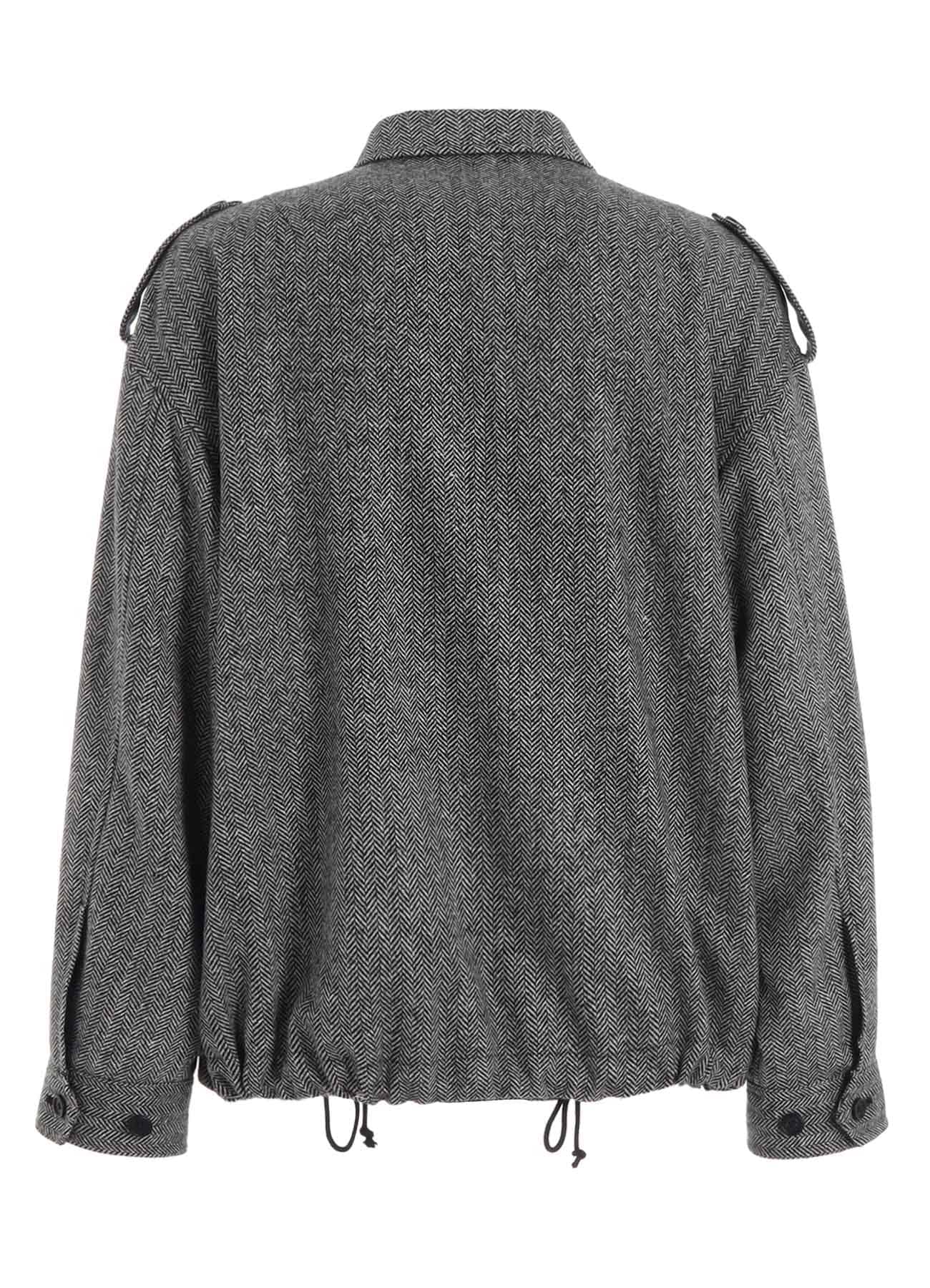 HERRINGBONE TWEED EPAULETTE OVERSIZED BLOUSON