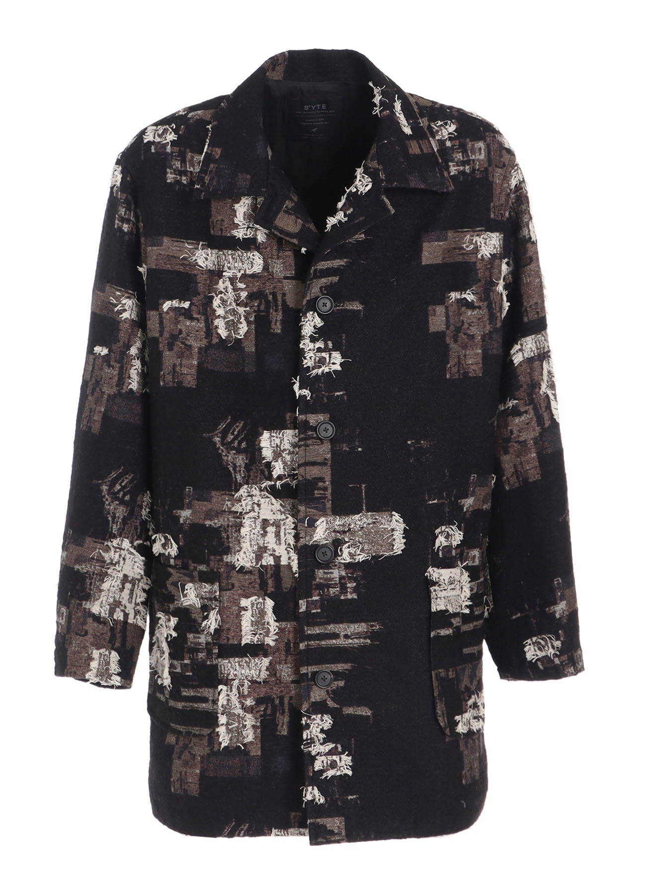 PATCHWORK CUT JACQUARD POCKET HALF COAT
