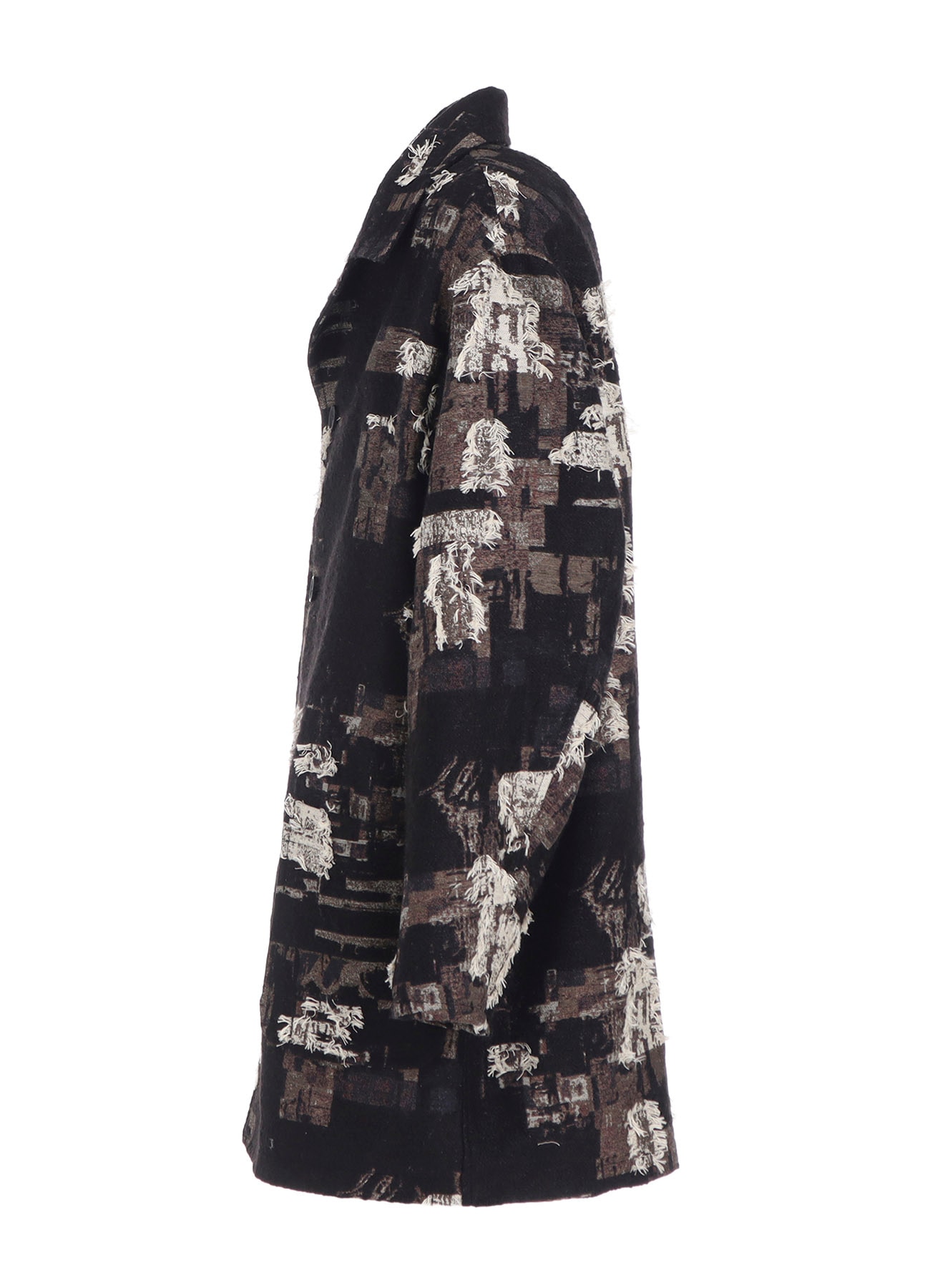PATCHWORK CUT JACQUARD POCKET HALF COAT