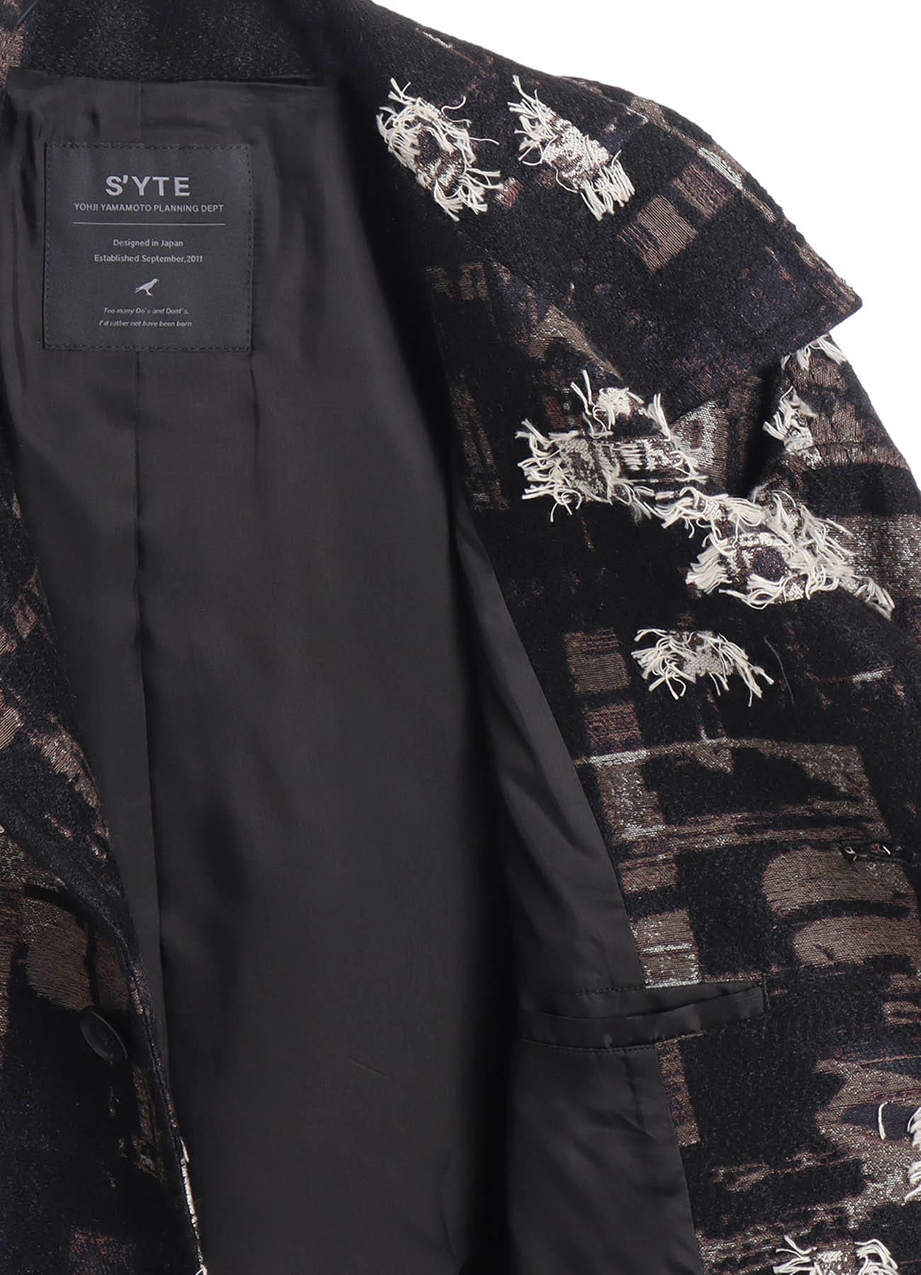 PATCHWORK CUT JACQUARD POCKET HALF COAT