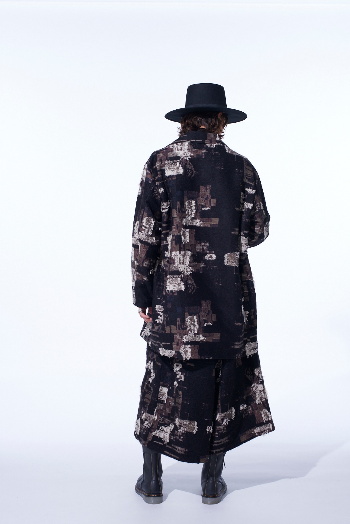 PATCHWORK CUT JACQUARD POCKET HALF COAT