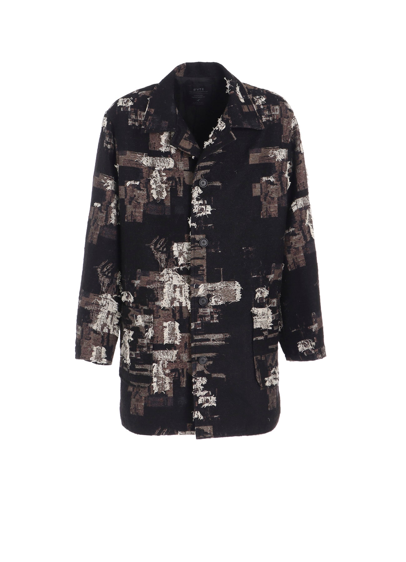 PATCHWORK CUT JACQUARD POCKET HALF COAT