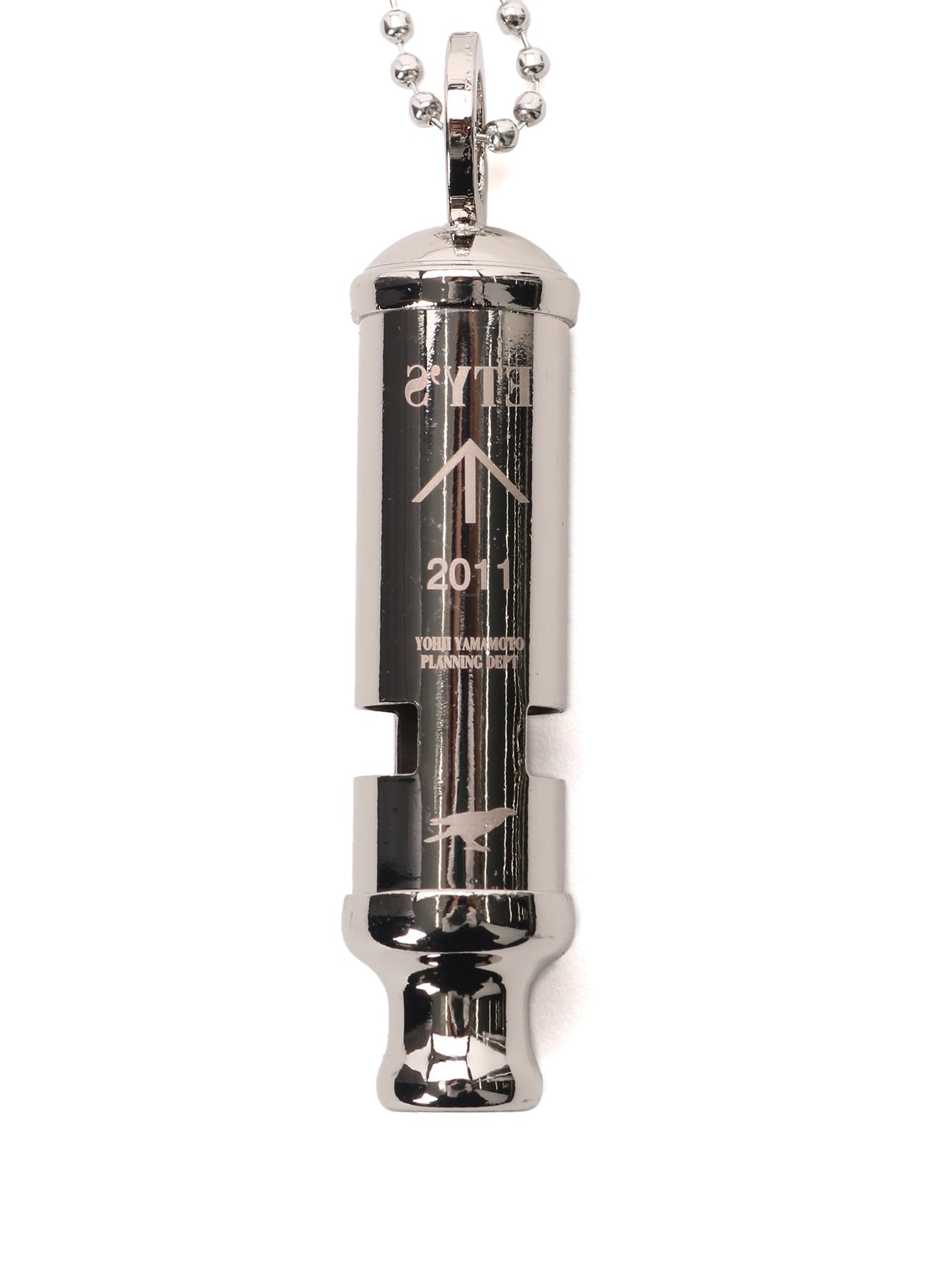 STAINLESS STEEL WHISTLE NECKLACE WITH BRASS TAG