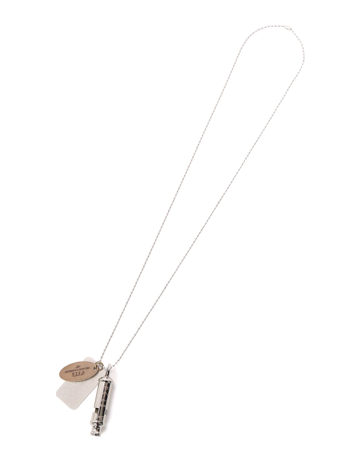 STAINLESS STEEL WHISTLE NECKLACE WITH BRASS TAG