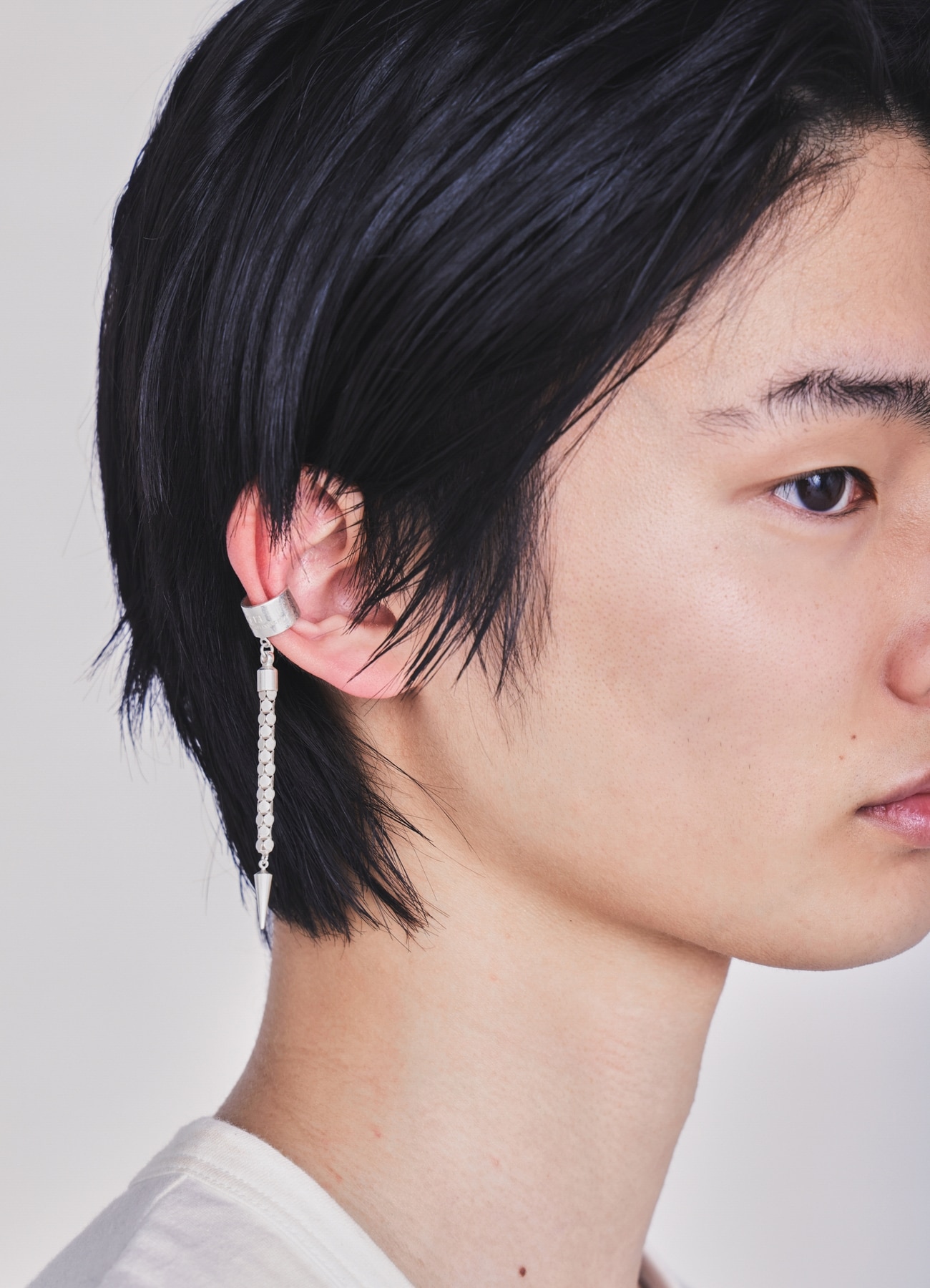 WOVEN KAGOME PATTERN CHAIN EAR CUFF