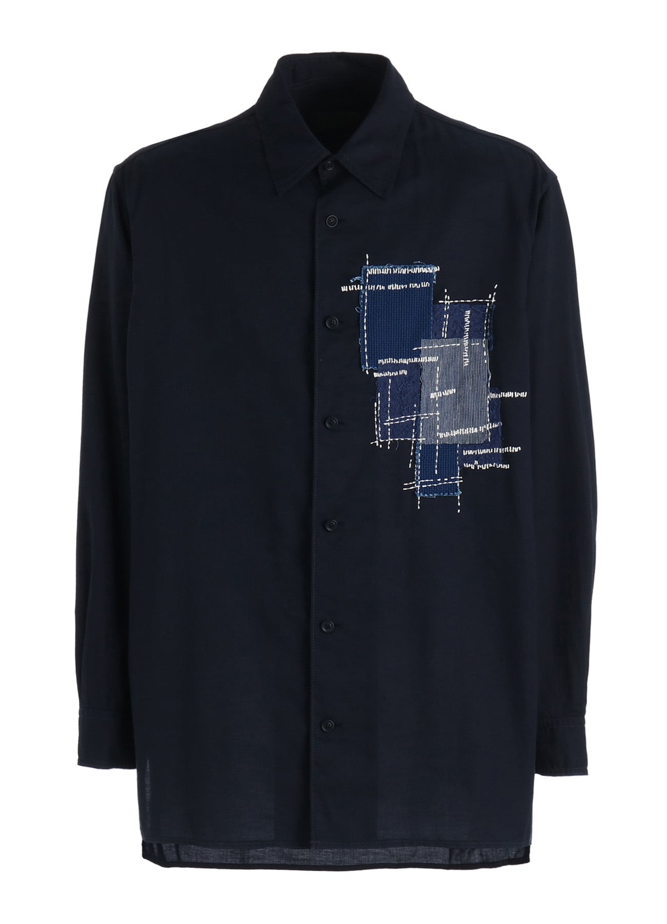 ORGANIC COTTON WASHER REGULAR SHIRT WITH SASHIKO EMBROIDERY
