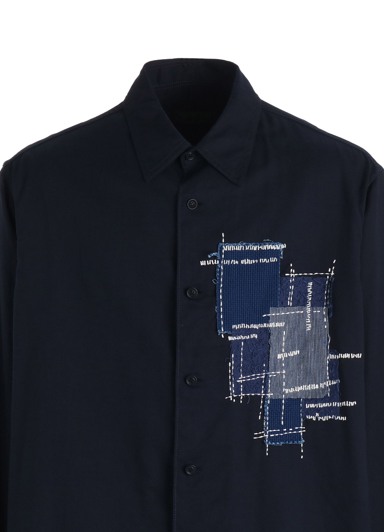 ORGANIC COTTON WASHER REGULAR SHIRT WITH SASHIKO EMBROIDERY