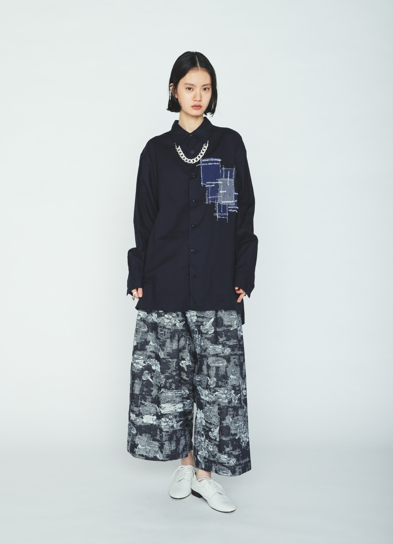 ORGANIC COTTON WASHER REGULAR SHIRT WITH SASHIKO EMBROIDERY