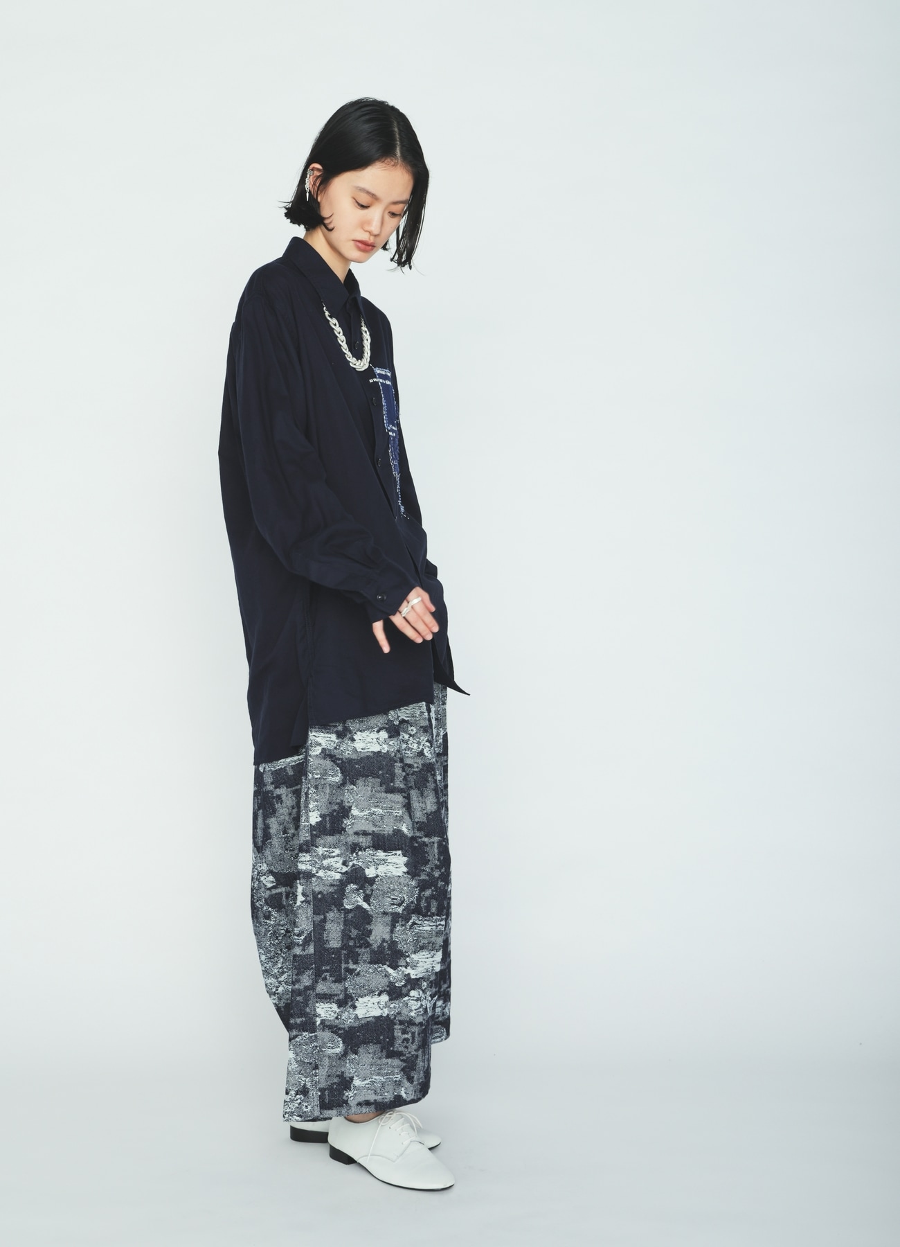 ORGANIC COTTON WASHER REGULAR SHIRT WITH SASHIKO EMBROIDERY