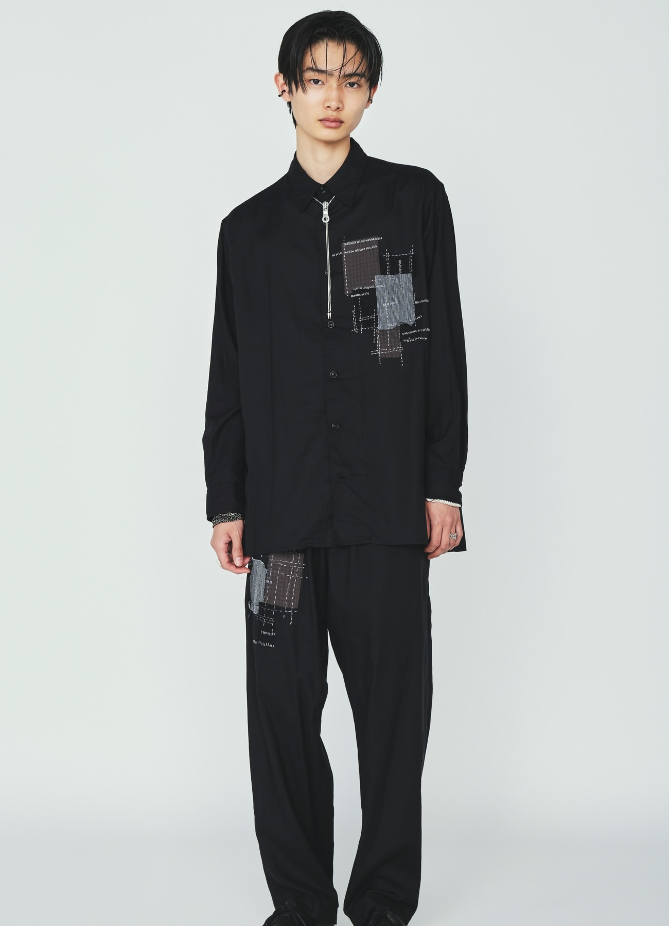ORGANIC COTTON WASHER REGULAR SHIRT WITH SASHIKO EMBROIDERY